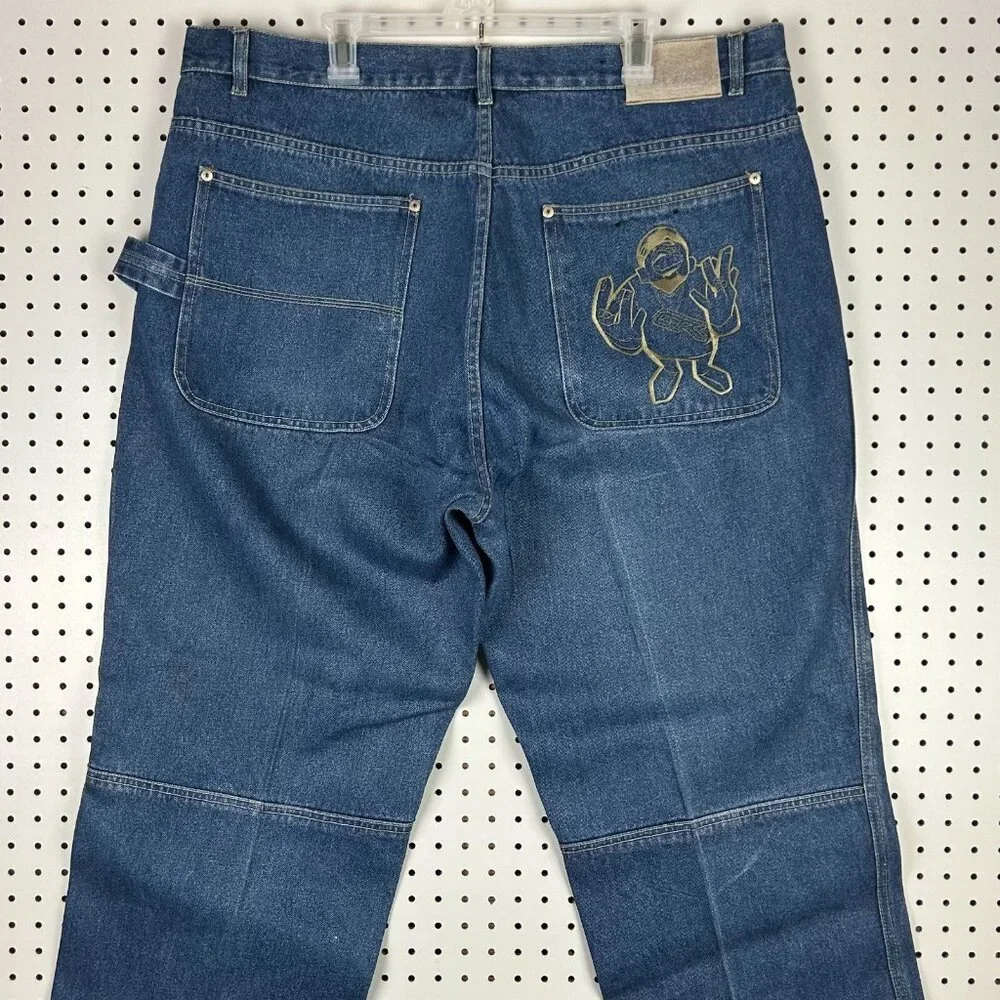 Cybertek Hip Hop Y2K Baggy Jeans 42x30 Carpenter Streetwear Skate Wide Leg Denim